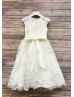 Cap Sleeves Lace Tulle Tea Length Flower Girl Dress